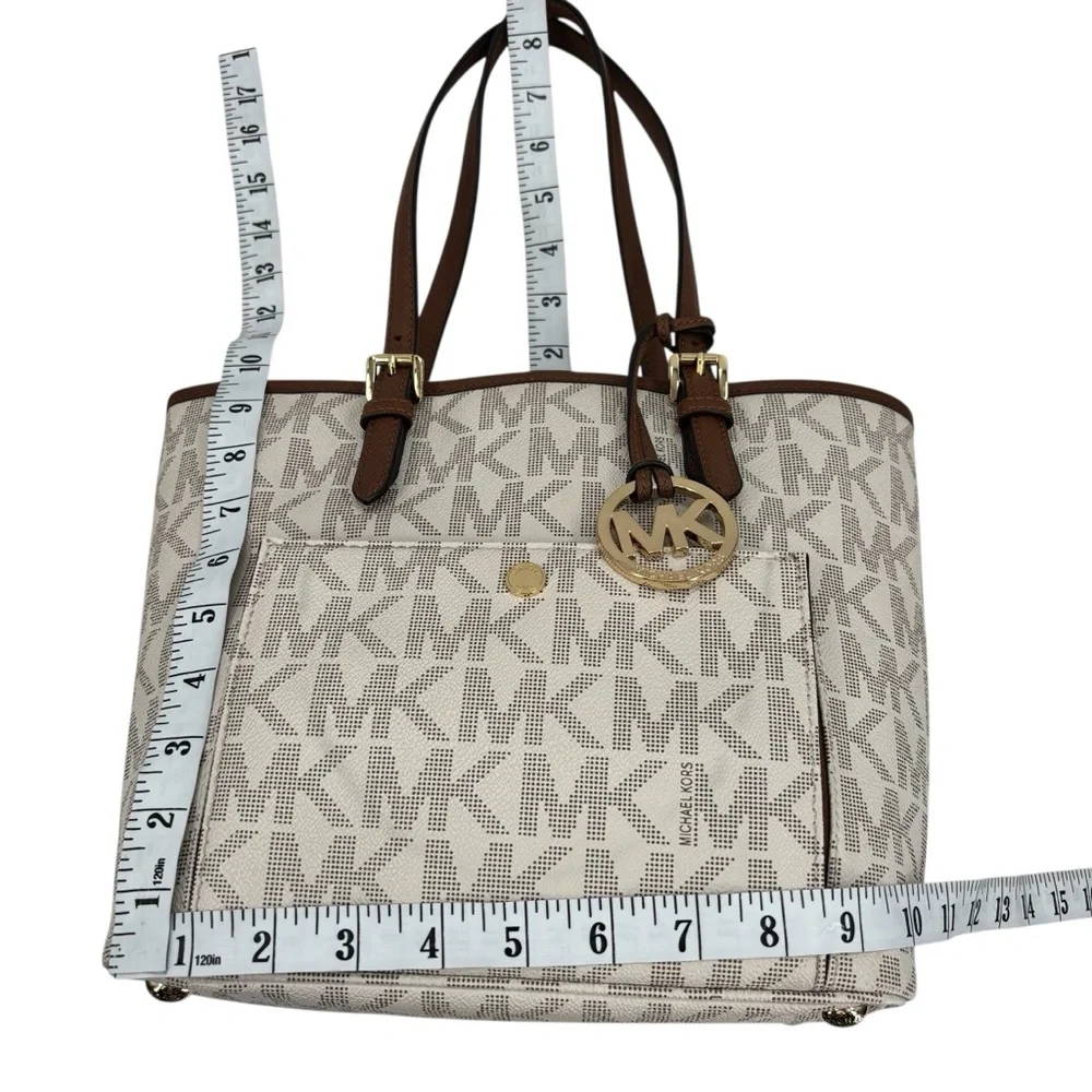 Michael Kors Jet Set Signature Logo Vanilla Tote Bag - Picture 9 of 10